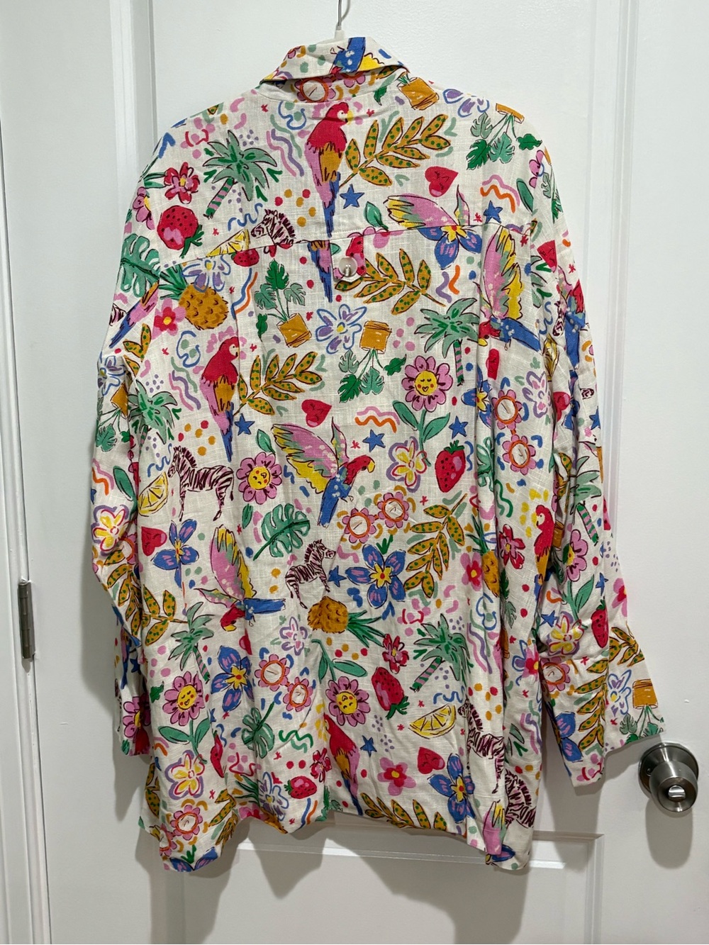 Fate Floral Multi-Color Linen Blend Jacket - White Base - Picture 5 of 9